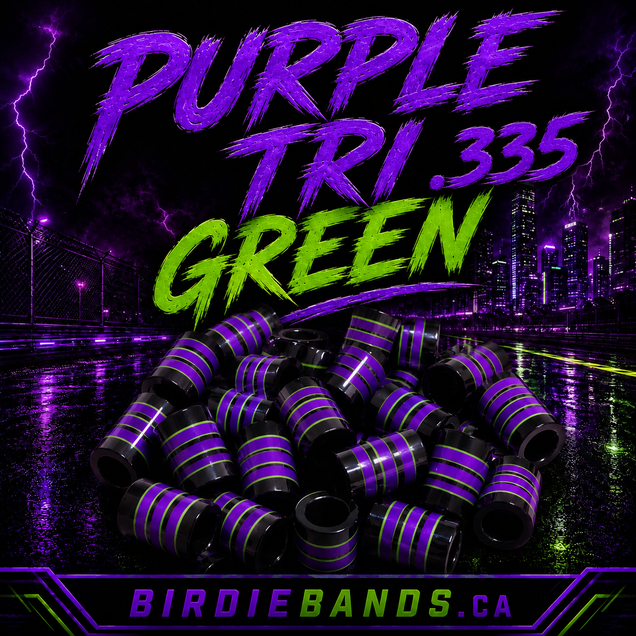 Purple Tri Green  ferrules 1 inch 3pack .335